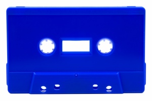 Blue audiocassettes