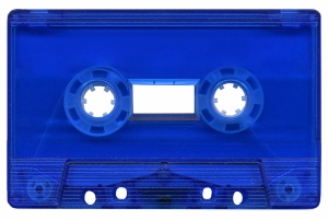 Clear blue audiocassettes