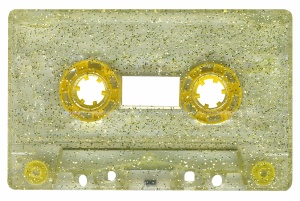 Gold glitter audiocassettes